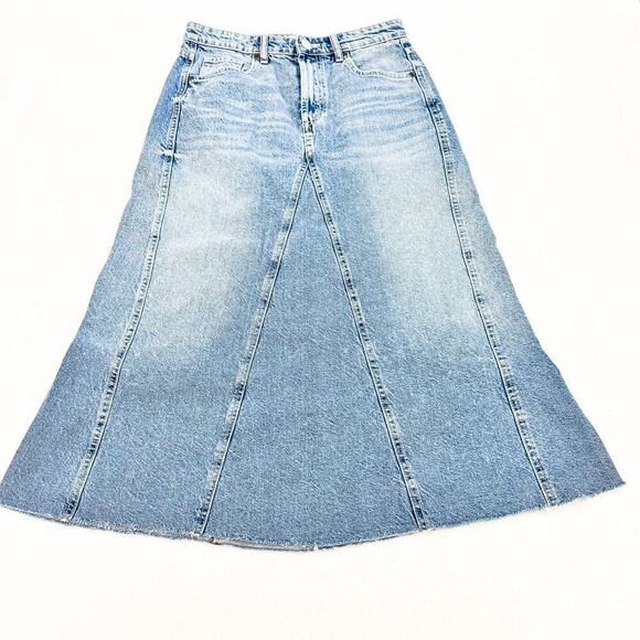 Zara Medium Wash Long Denim Jean Skirt Size Medium - Picture 1 of 8